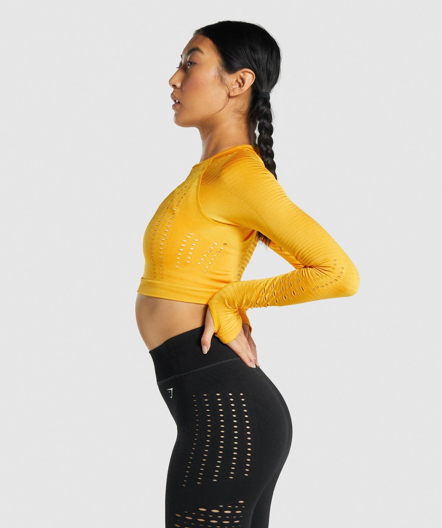 Gymshark Glühen langhärme nahtloses Erntedach - Gelb