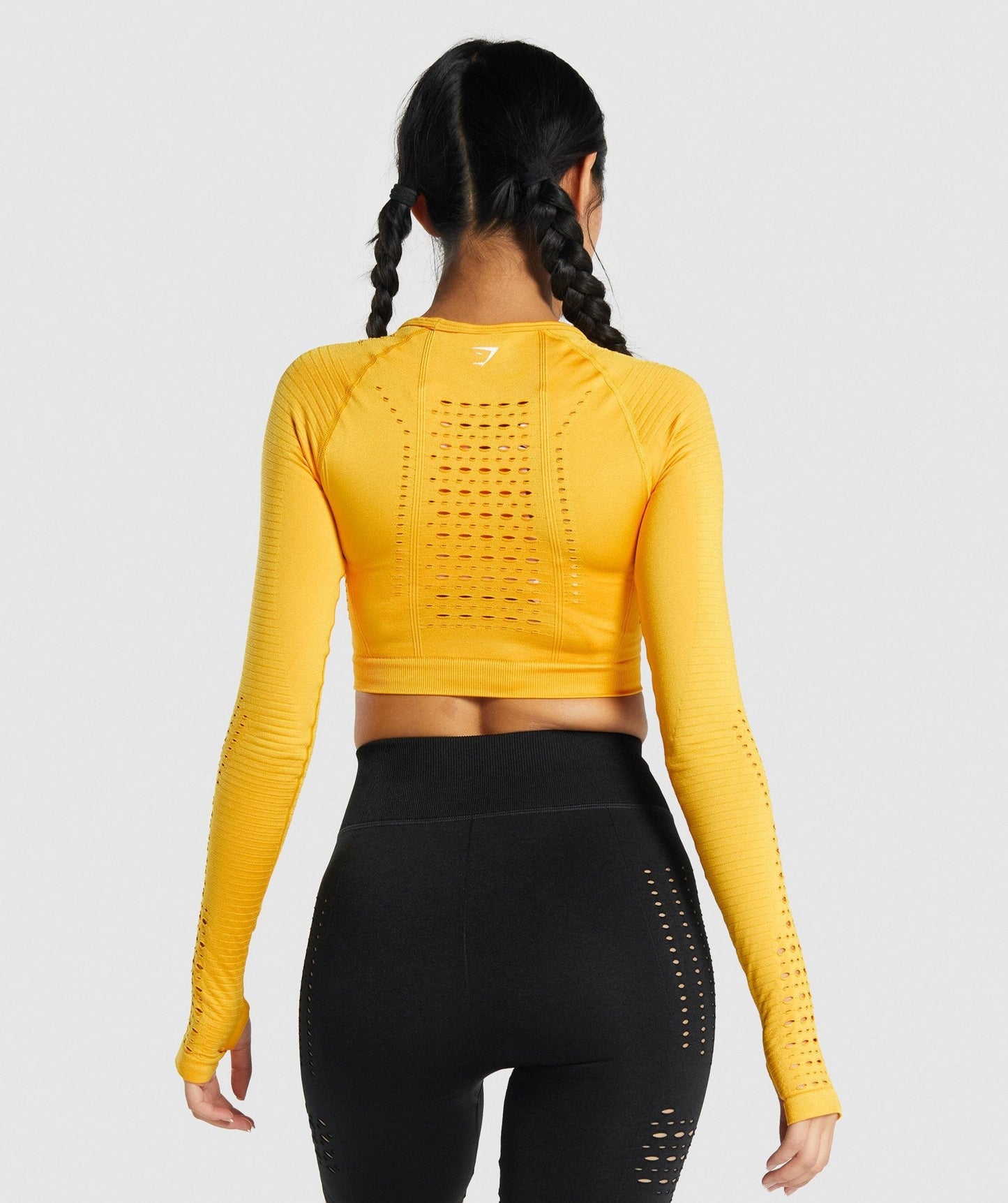 Gymshark Glühen langhärme nahtloses Erntedach - Gelb