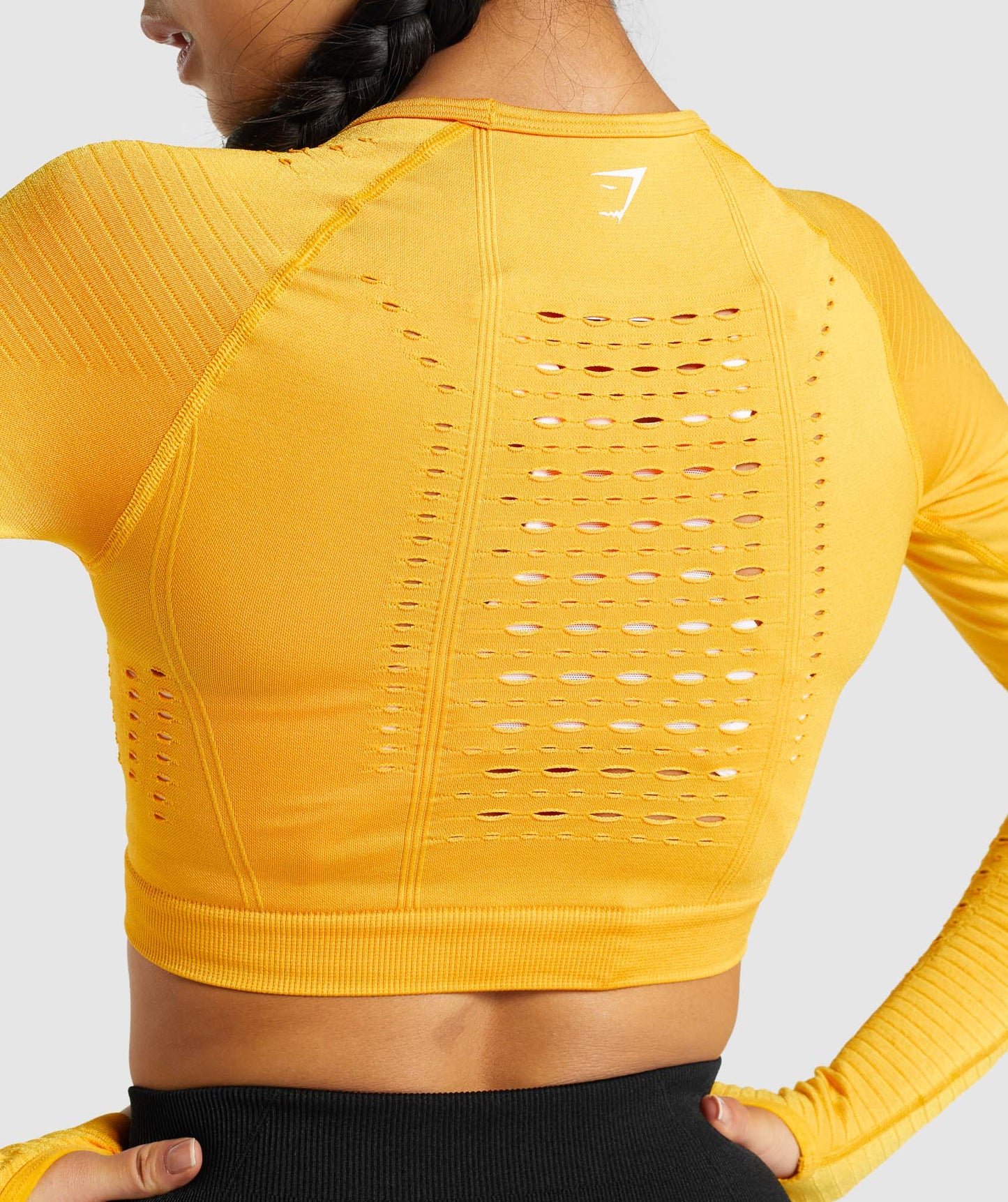 Gymshark Glühen langhärme nahtloses Erntedach - Gelb