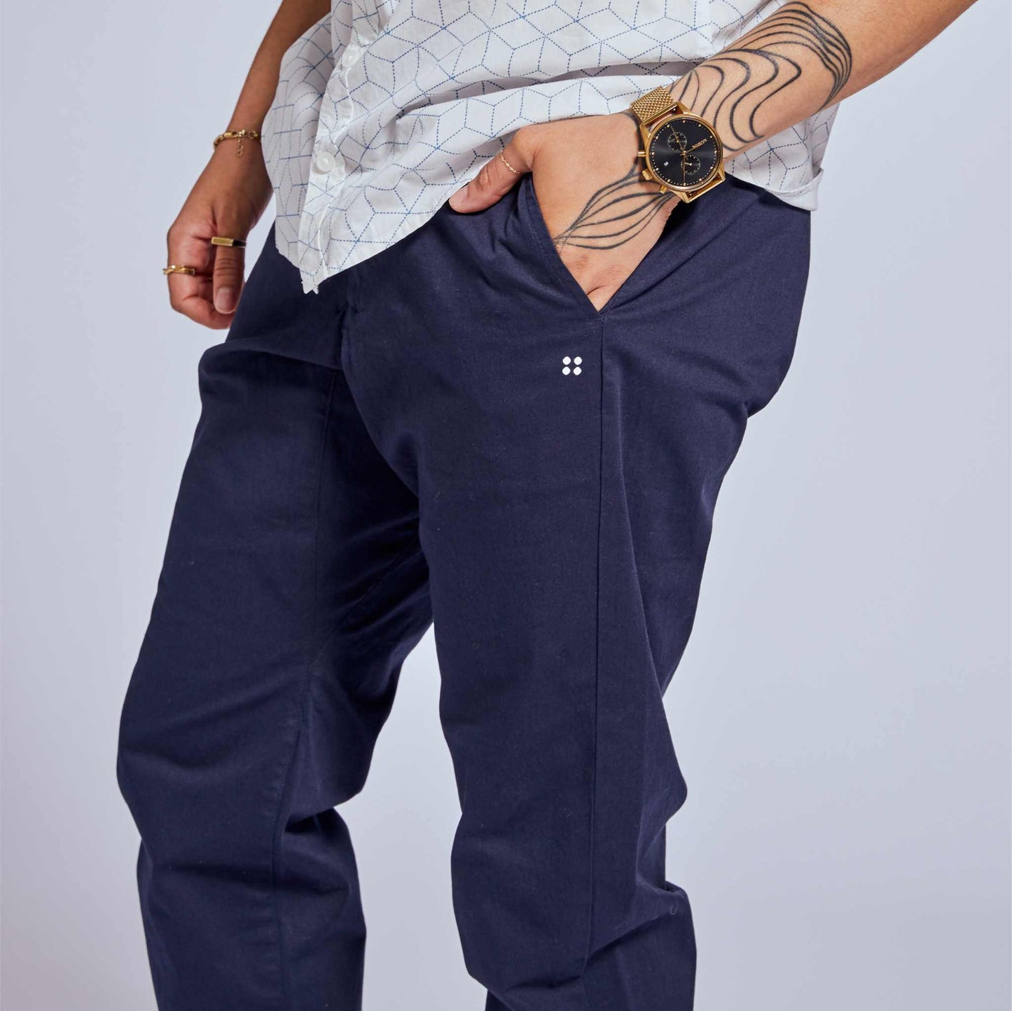 Die Graf Navy Stretch-Hose mit Bund
