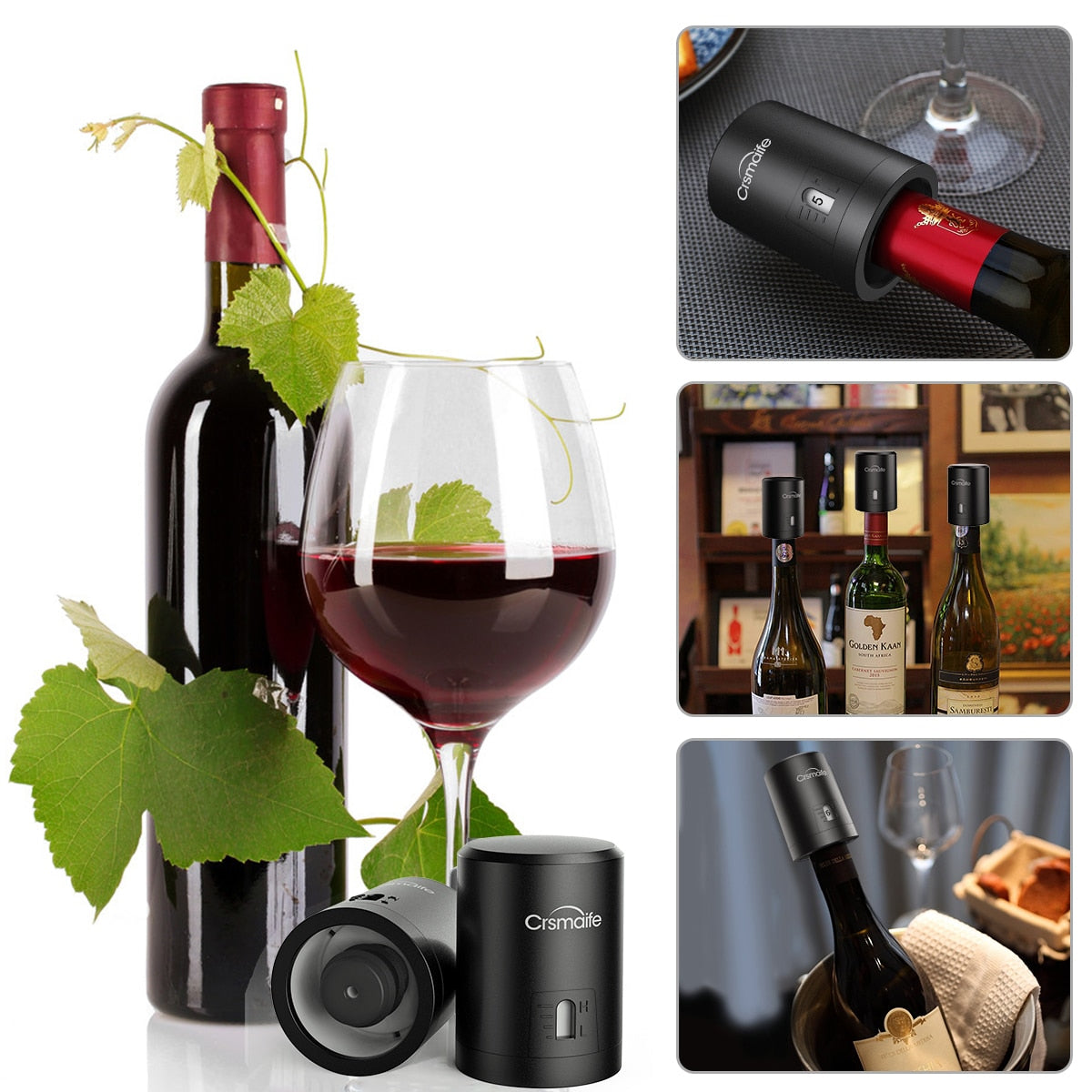 ABS Vacuum Red Wine Bottle Cap Stopper ship from US Vacuum Pump Sealer Wine Fresh Keeper Plug Champagne Cork Kitchen Bar Tool