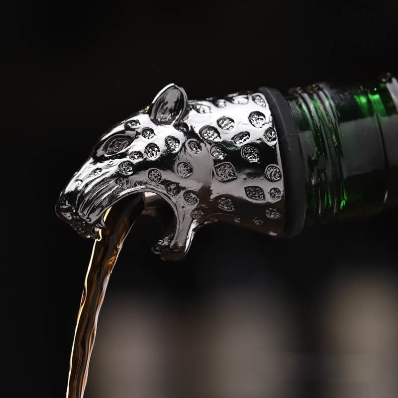 1 piece red wine pourer zinc alloy rhinoceros lion leopard antelope head wine stopper drink bar tool nightclub bar accessories