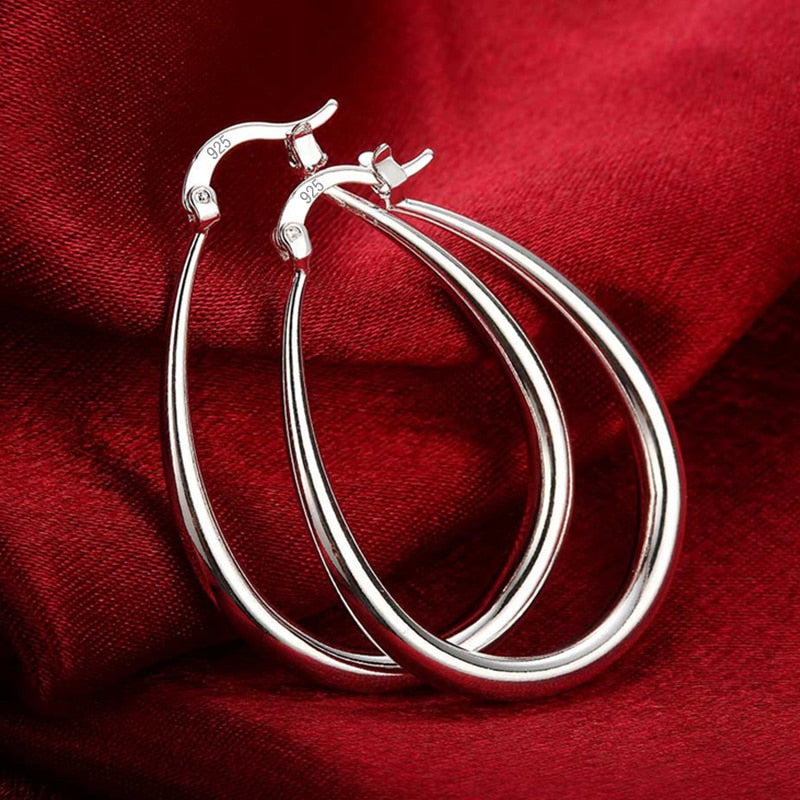 DOTEFFIL 925 Sterling Silber Glatte Kreis 41mm Hoop Ohrringe Für Frauen Dame Geschenk Mode Charme Hohe Qualität Hochzeit Schmuck