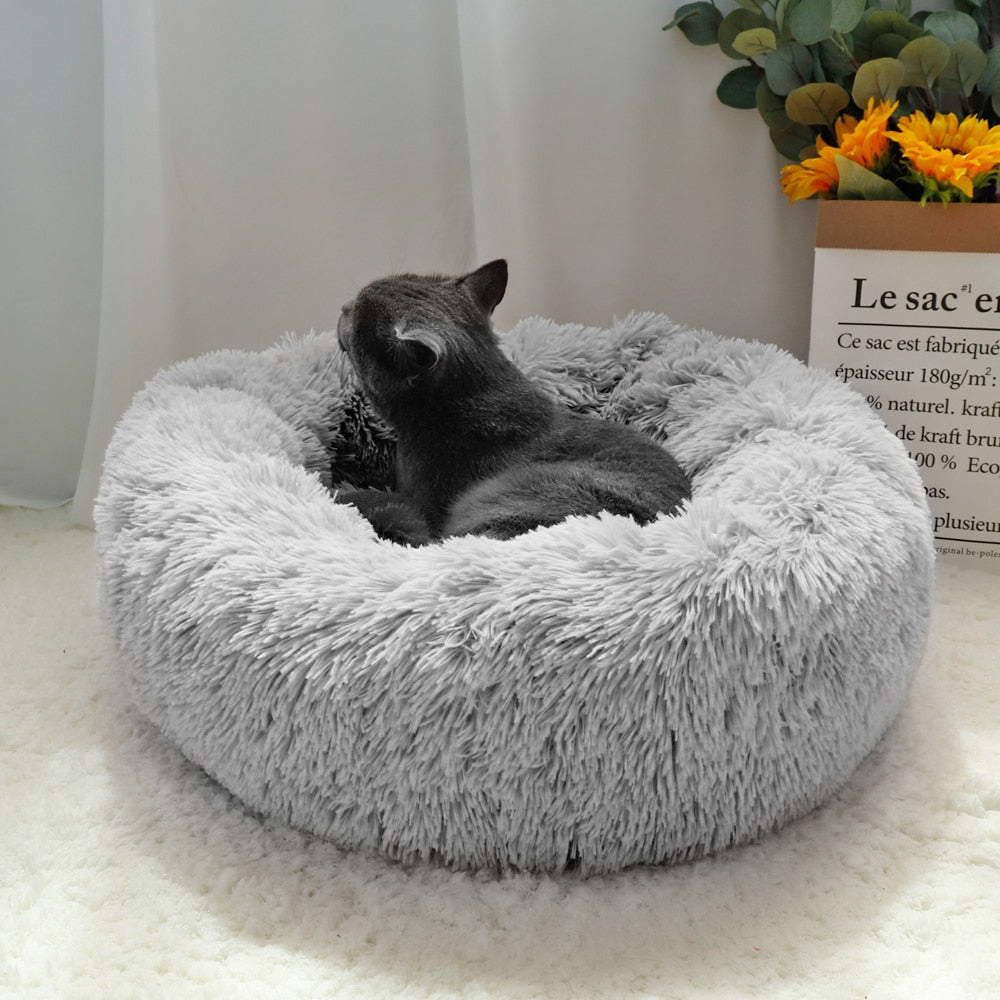 Hundebett für Haustiere, warmes Fleece, runde Hundehütte, langes Plüsch, für den Winter, Haustiere, Hundebetten für mittelgroße und große Hunde, Katzen, weiche Sofakissenmatten