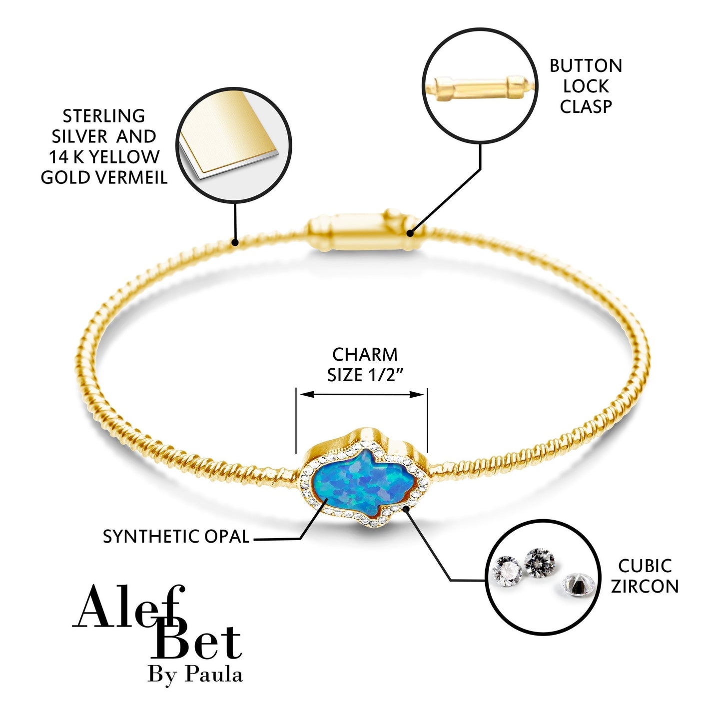 Armreif mit blauem Opal und Hamsa