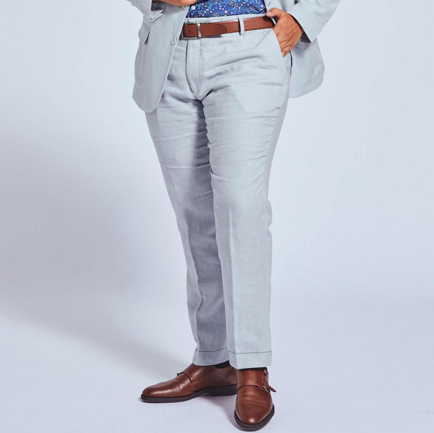 Hellgraue Leinenhose