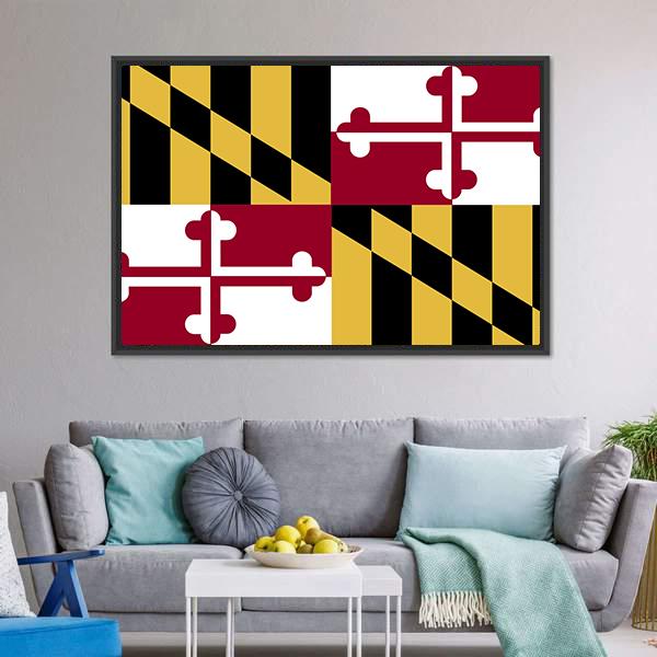 Maryland Flag Canvas Wall Art-3 Horizontal-Gallery Wrap-25" x 16"-Tiaracle