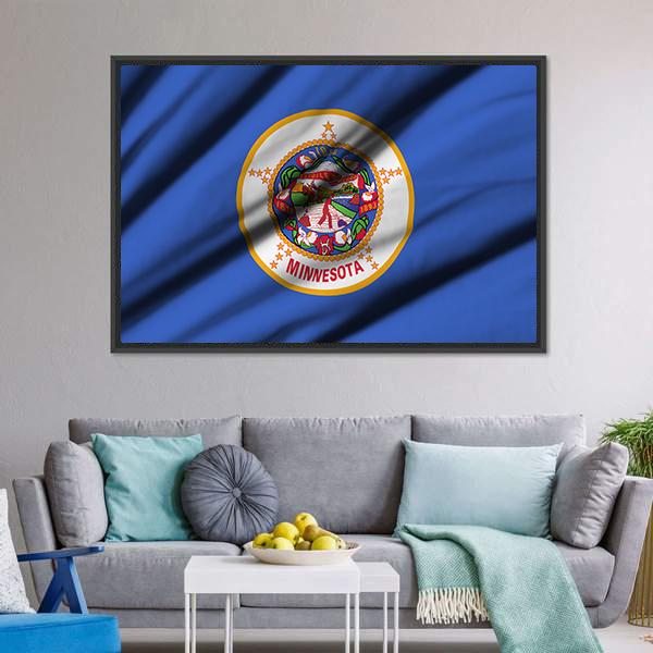 Minnesota Waving Flag Canvas Wall Art-3 Horizontal-Gallery Wrap-25" x 16"-Tiaracle