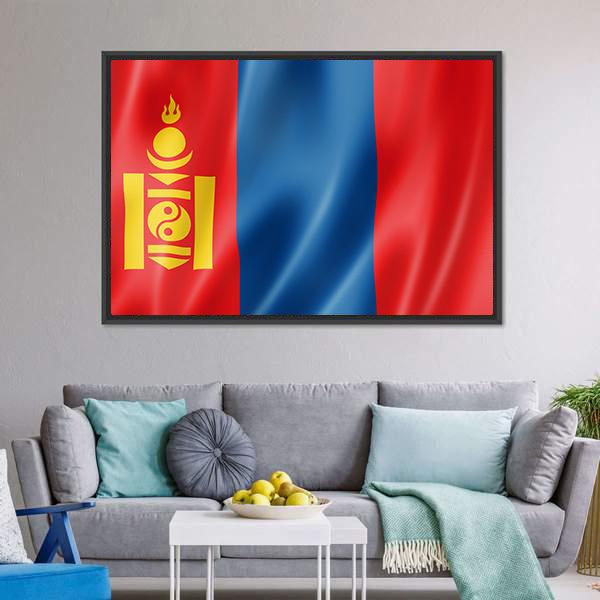 Mongolia Flag Canvas Wall Art-3 Horizontal-Gallery Wrap-25" x 16"-Tiaracle