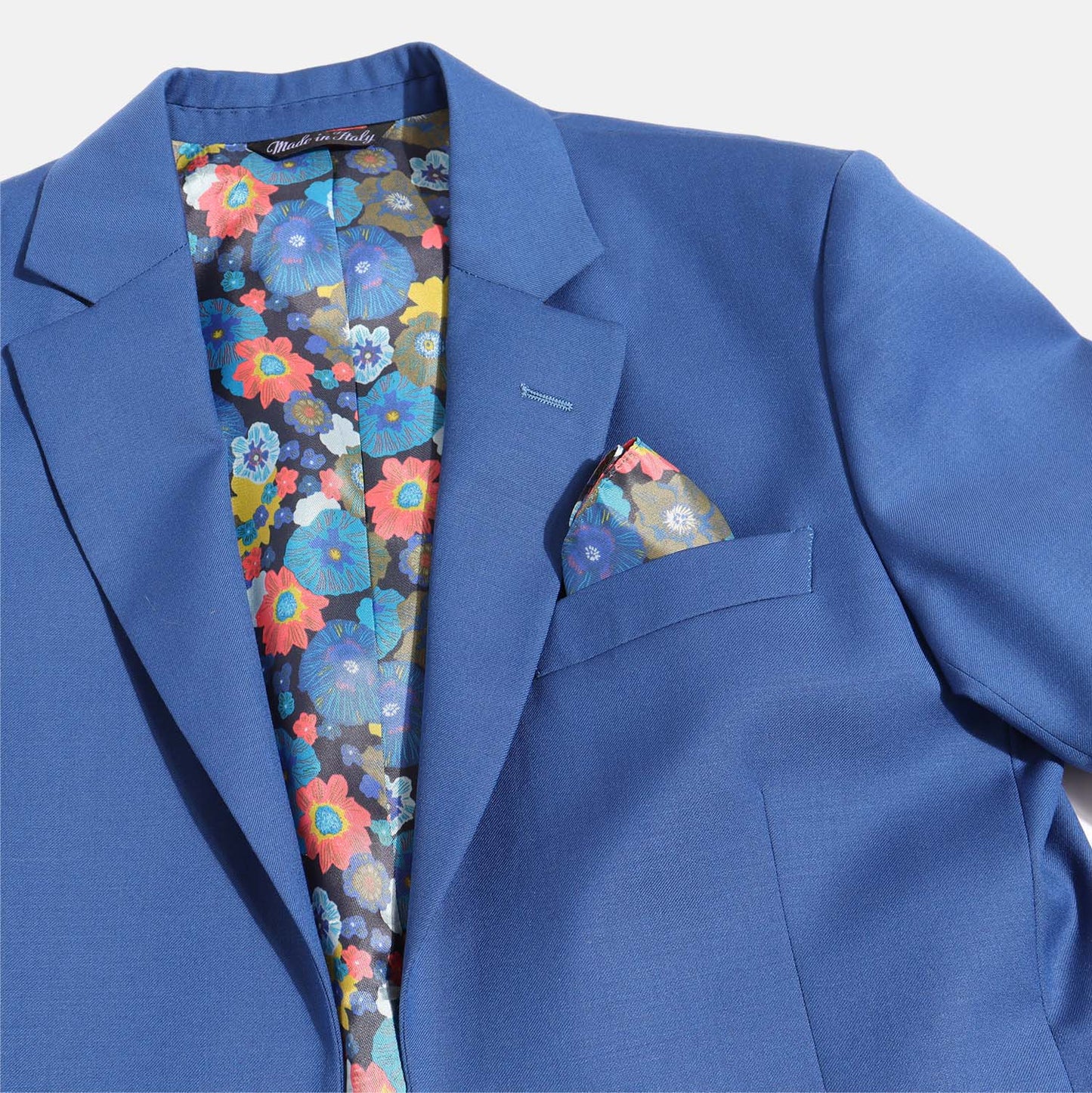 Blue Floral Print Pocket Square
