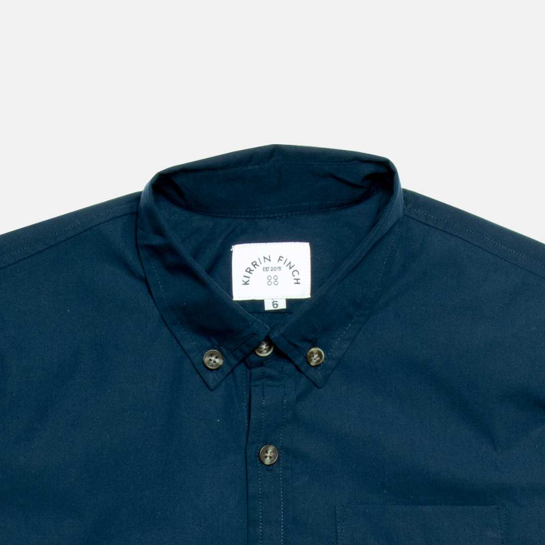 Navy Blue Chambray Short-Sleeve Shirt