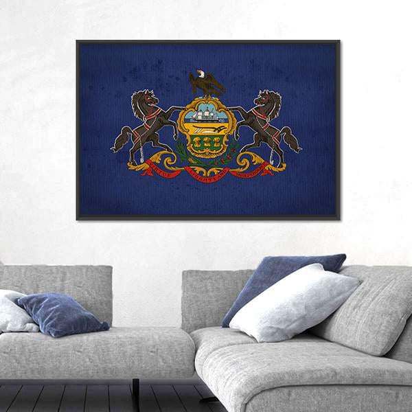 Pennsylvania State Flag Canvas Wall Art-3 Horizontal-Gallery Wrap-25" x 16"-Tiaracle
