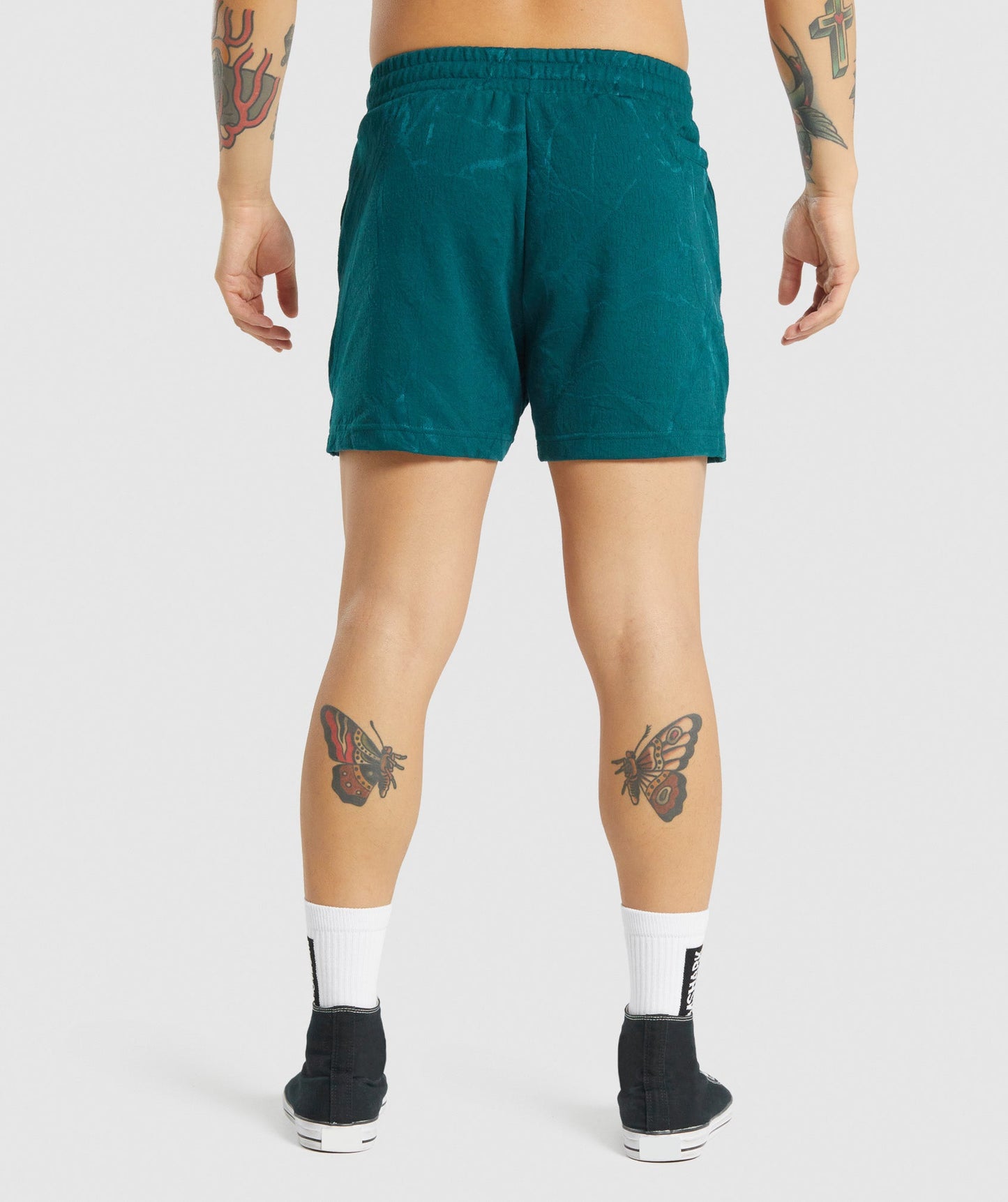 Gymshark Power 5 "Shorts - blaugrüne Druck