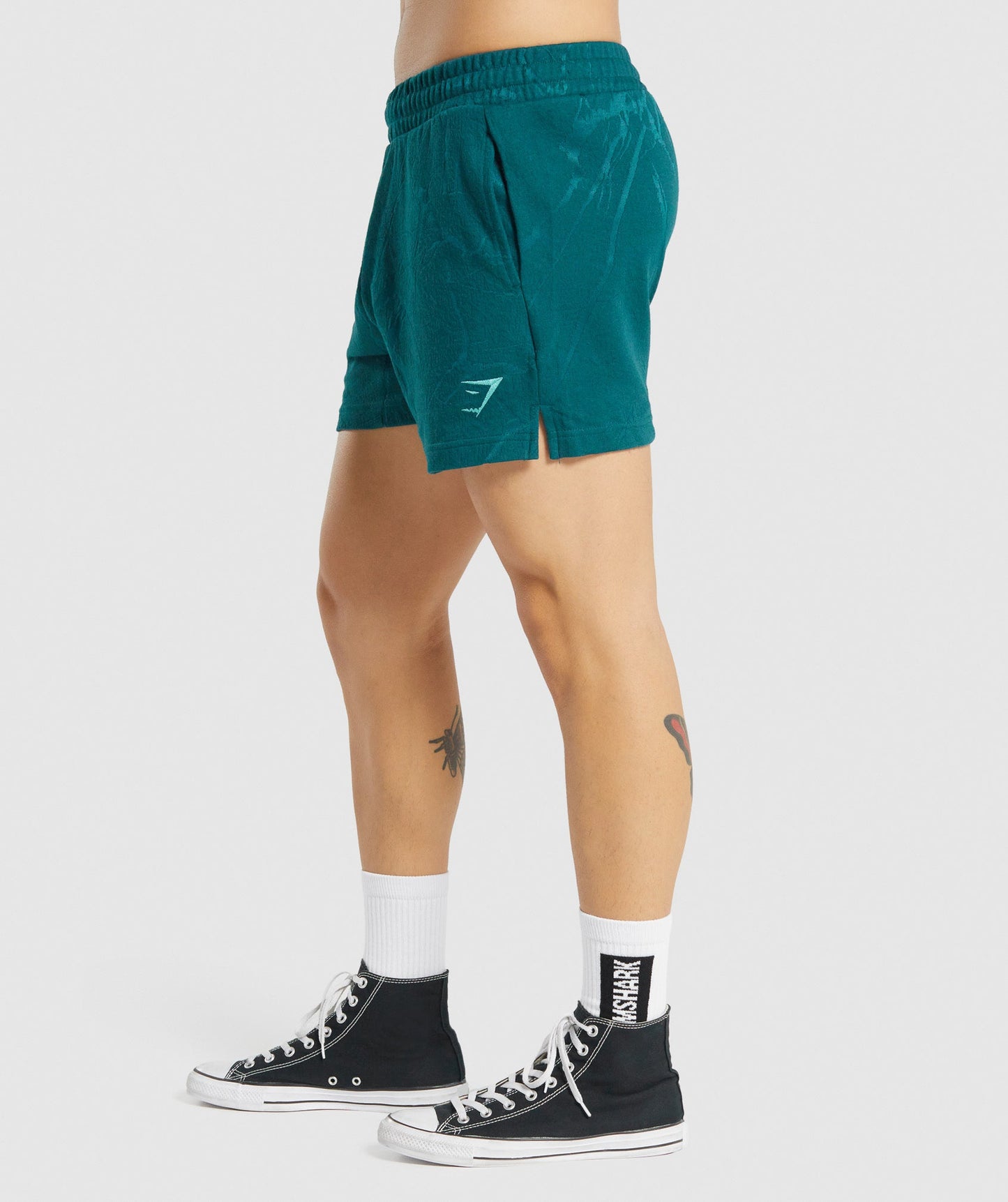 Gymshark Power 5 "Shorts - blaugrüne Druck