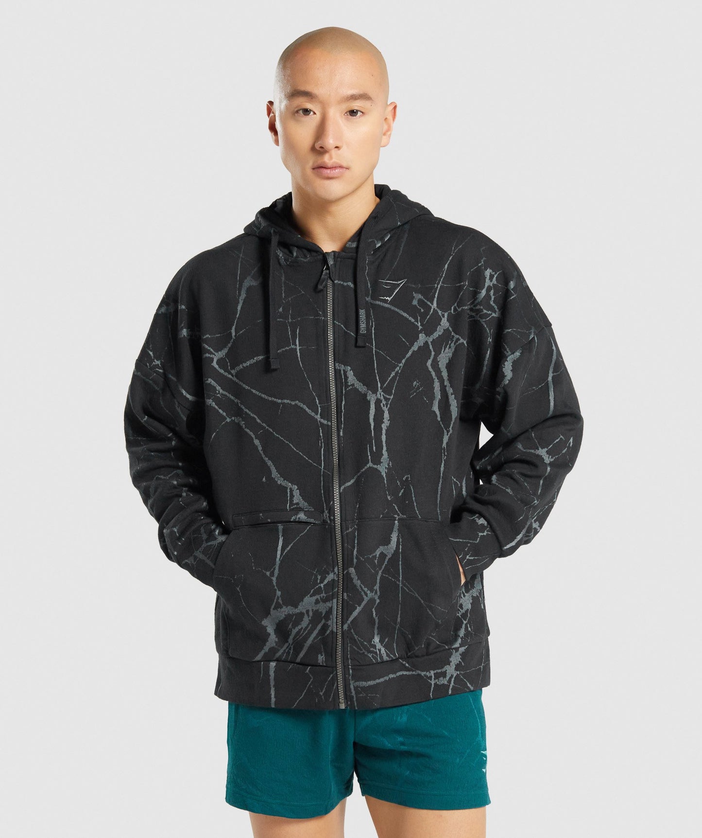 Gymshark Power Reißverschluss Hoodie - Schwarzer Druck