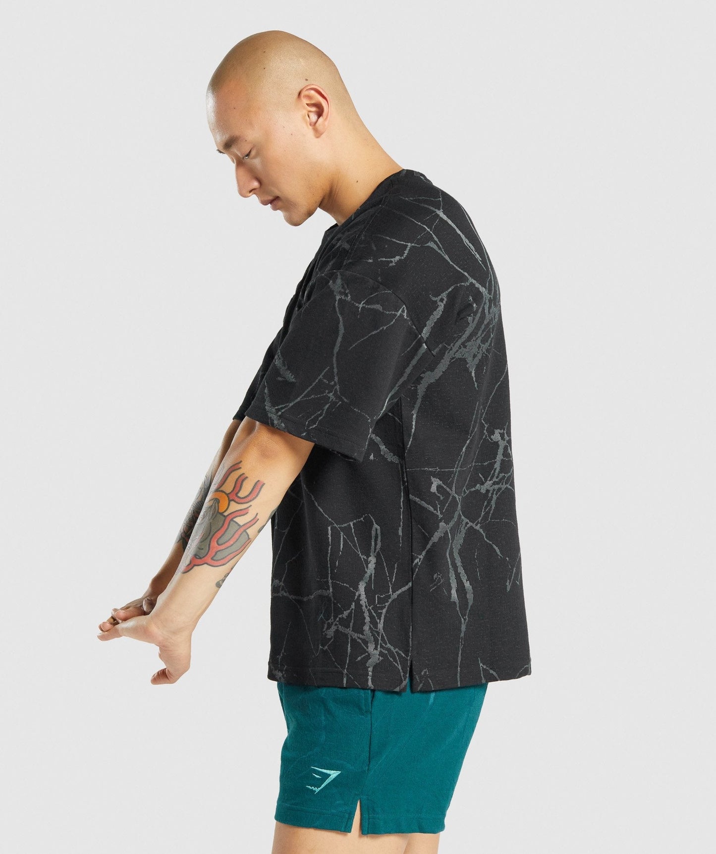 Gymshark Power Kurzarm Sweatshirt - Schwarzer Druck