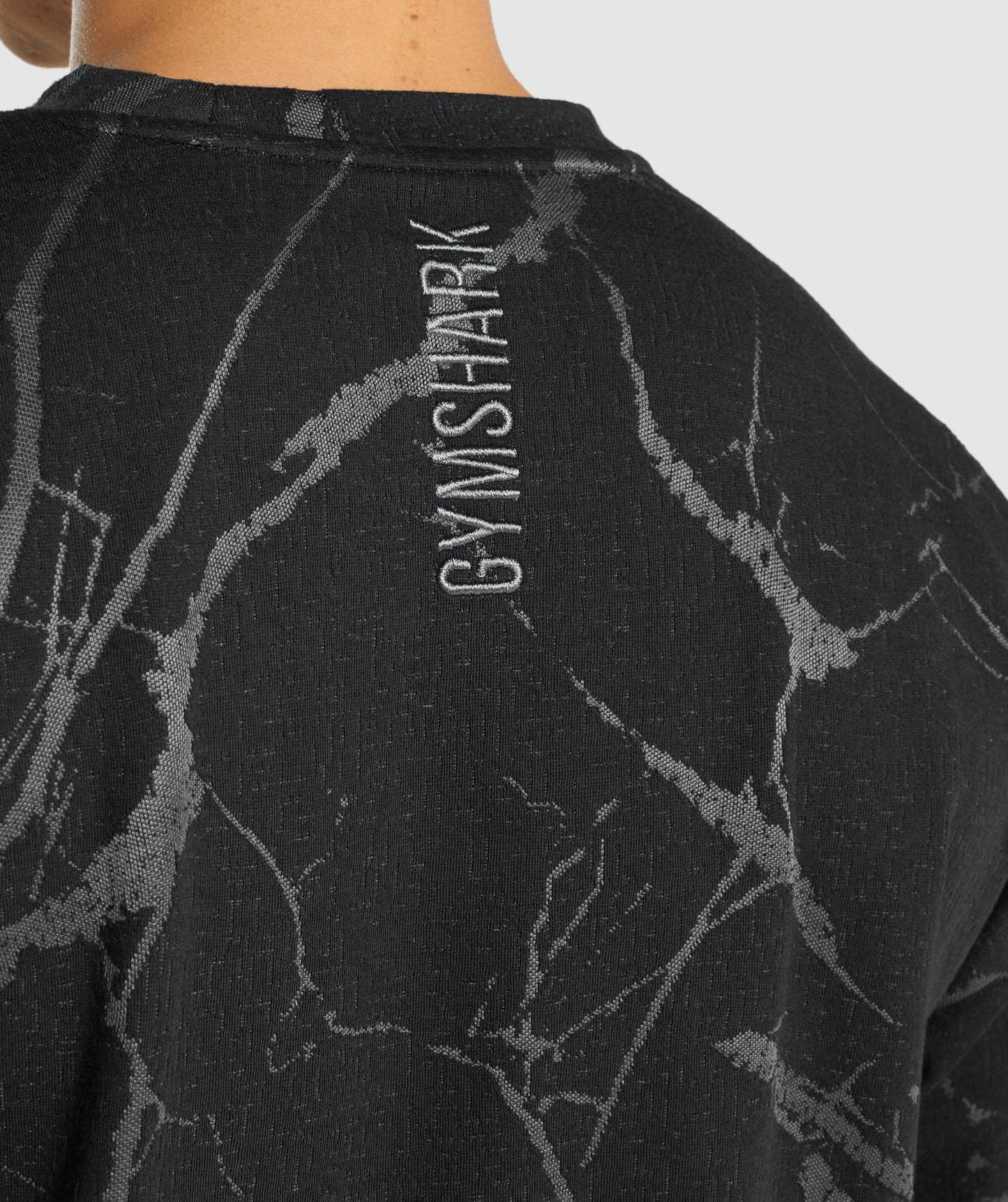 Gymshark Power Kurzarm Sweatshirt - Schwarzer Druck