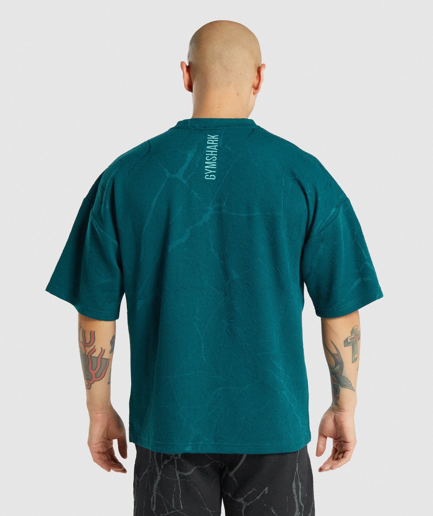 Gymshark Power Kurzarm Sweatshirt - Blauglee Print