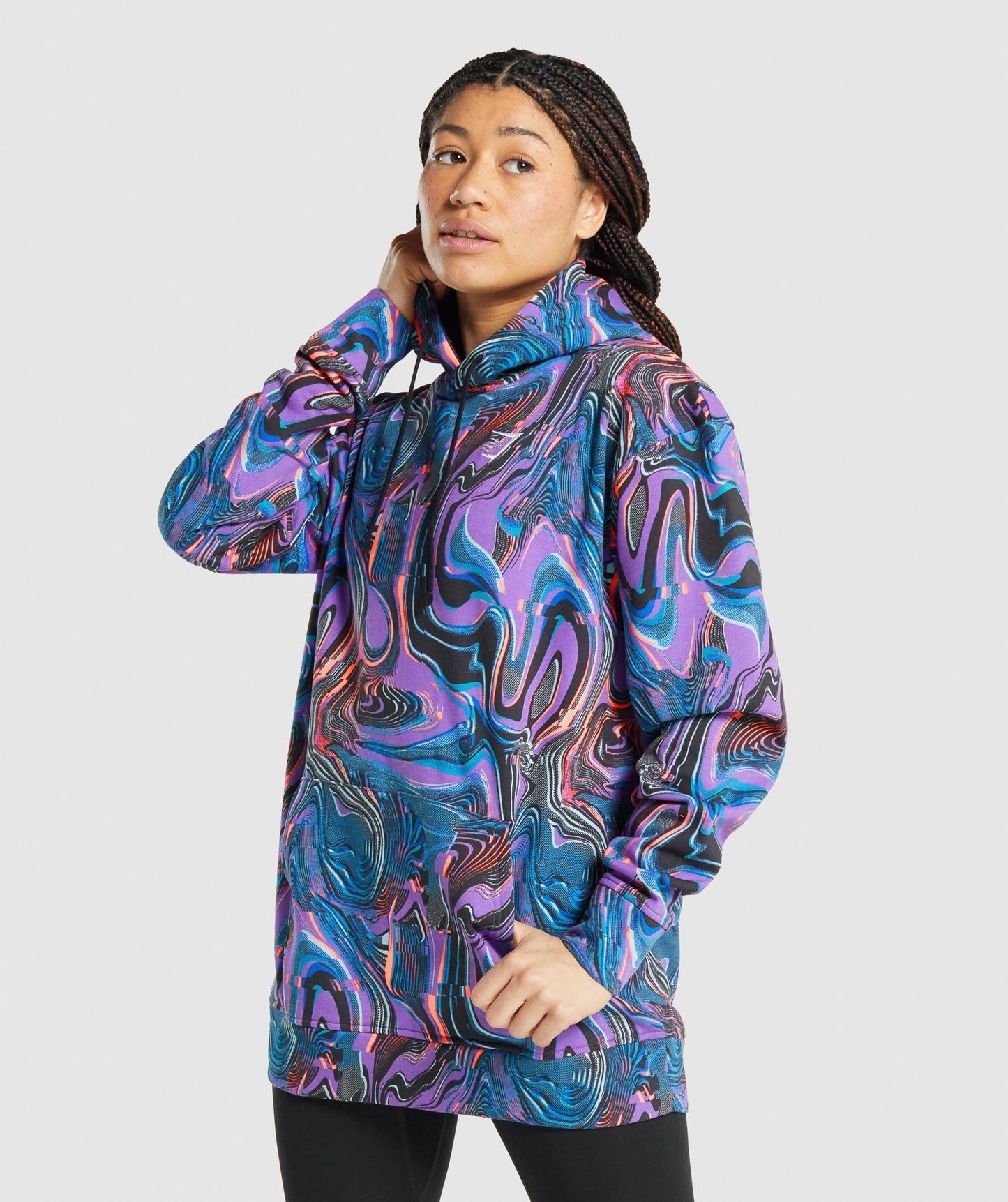Gymshark Pre -Workout Grafik Hoodie - Lila Druck