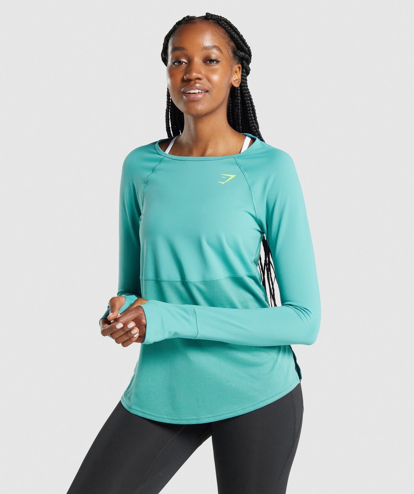 Gymshark Pulse Langarm T -Shirt - blaugrün