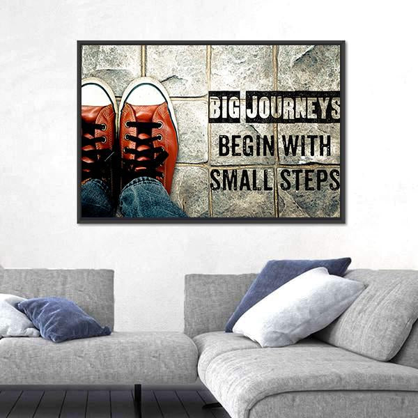 Quote "Big Journeys Begin With Small Steps" Canvas Wall Art-3 Horizontal-Gallery Wrap-25" x 16"-Tiaracle