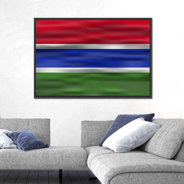 Realistic Flag Of Gambia Canvas Wall Art-3 Horizontal-Gallery Wrap-25" x 16"-Tiaracle