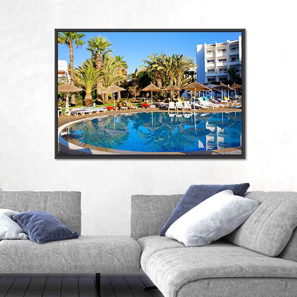 Resort Swimming Pool Canvas Wall Art-3 Horizontal-Gallery Wrap-25" x 16"-Tiaracle