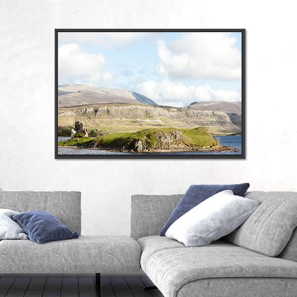 Ruins Of Ardvreck Castle Canvas Wall Art-3 Horizontal-Gallery Wrap-25" x 16"-Tiaracle