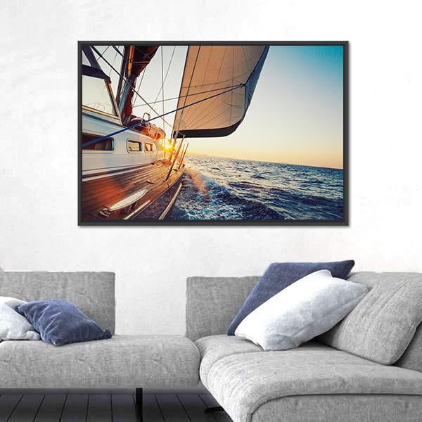 Sailing Into The Sunset Canvas Wall Art-3 Horizontal-Gallery Wrap-25" x 16"-Tiaracle