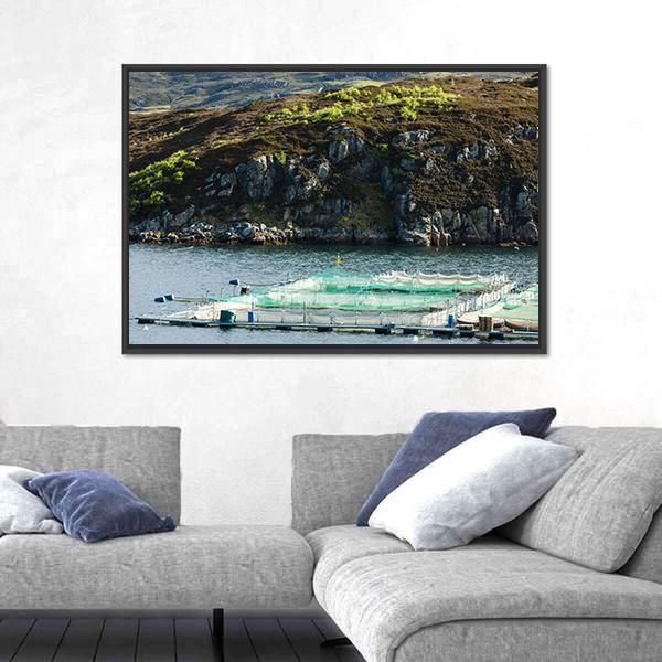 Salmon Farm Loch A Chairn Bhain Canvas Wall Art-3 Horizontal-Gallery Wrap-25" x 16"-Tiaracle