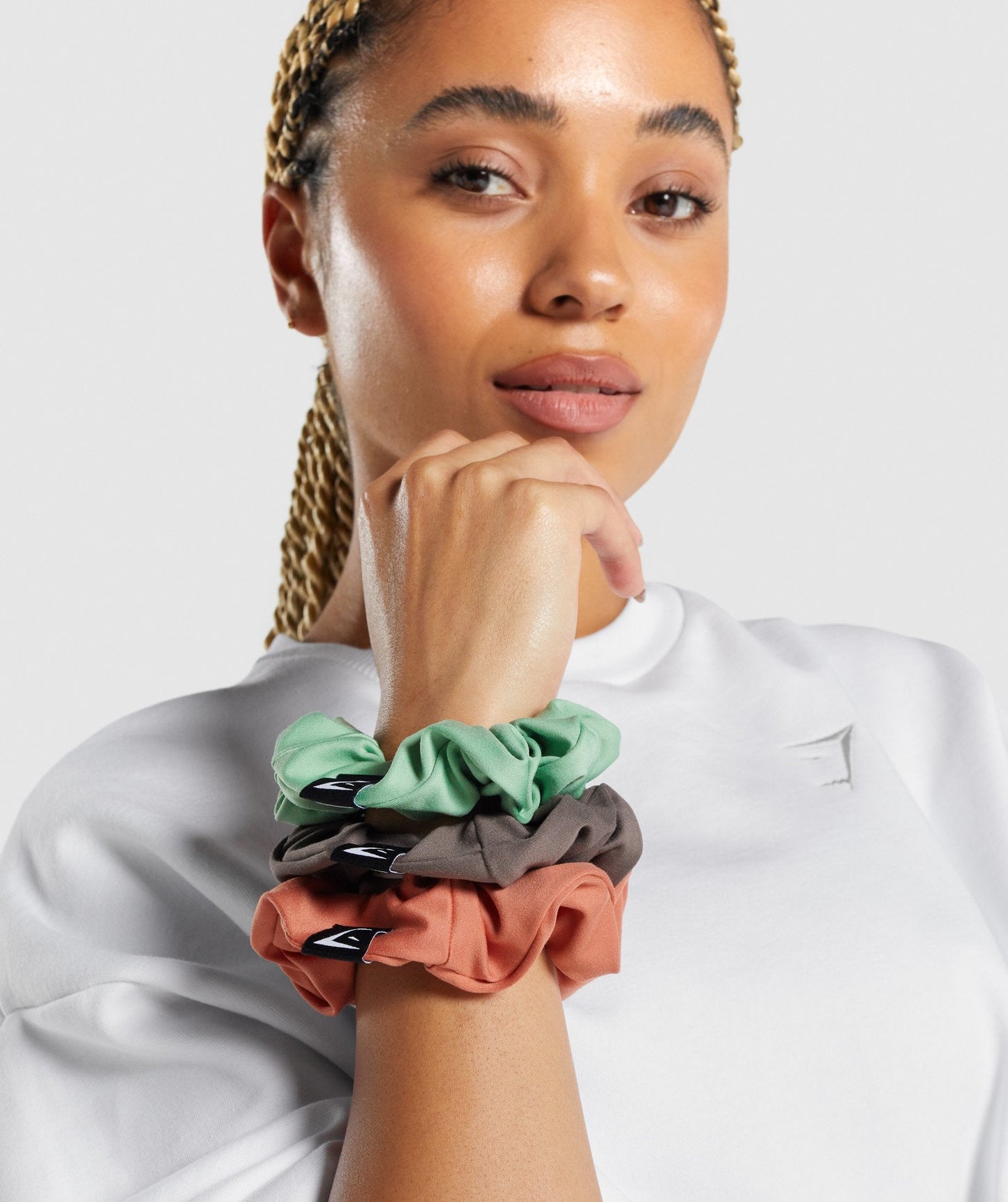 Gymshark -Scrunchies 3pk - Orange/Grün/Braun