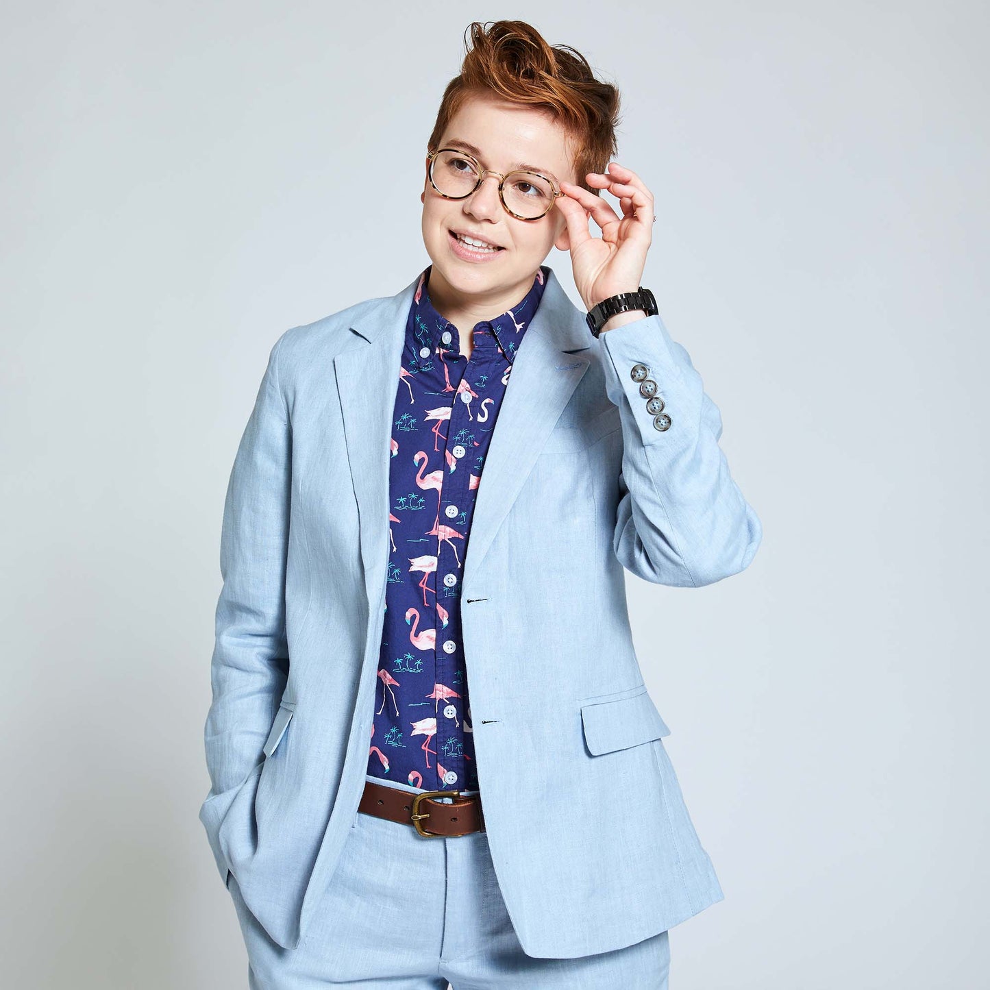 Sky Blue Linen Blazer