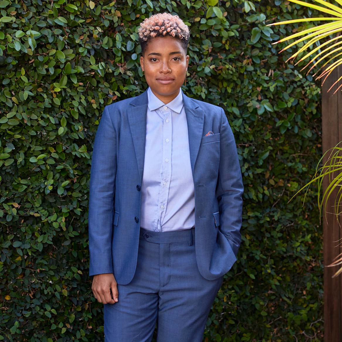 Der schieferblaue Blazer Georgie X Lisa Congdon Lining