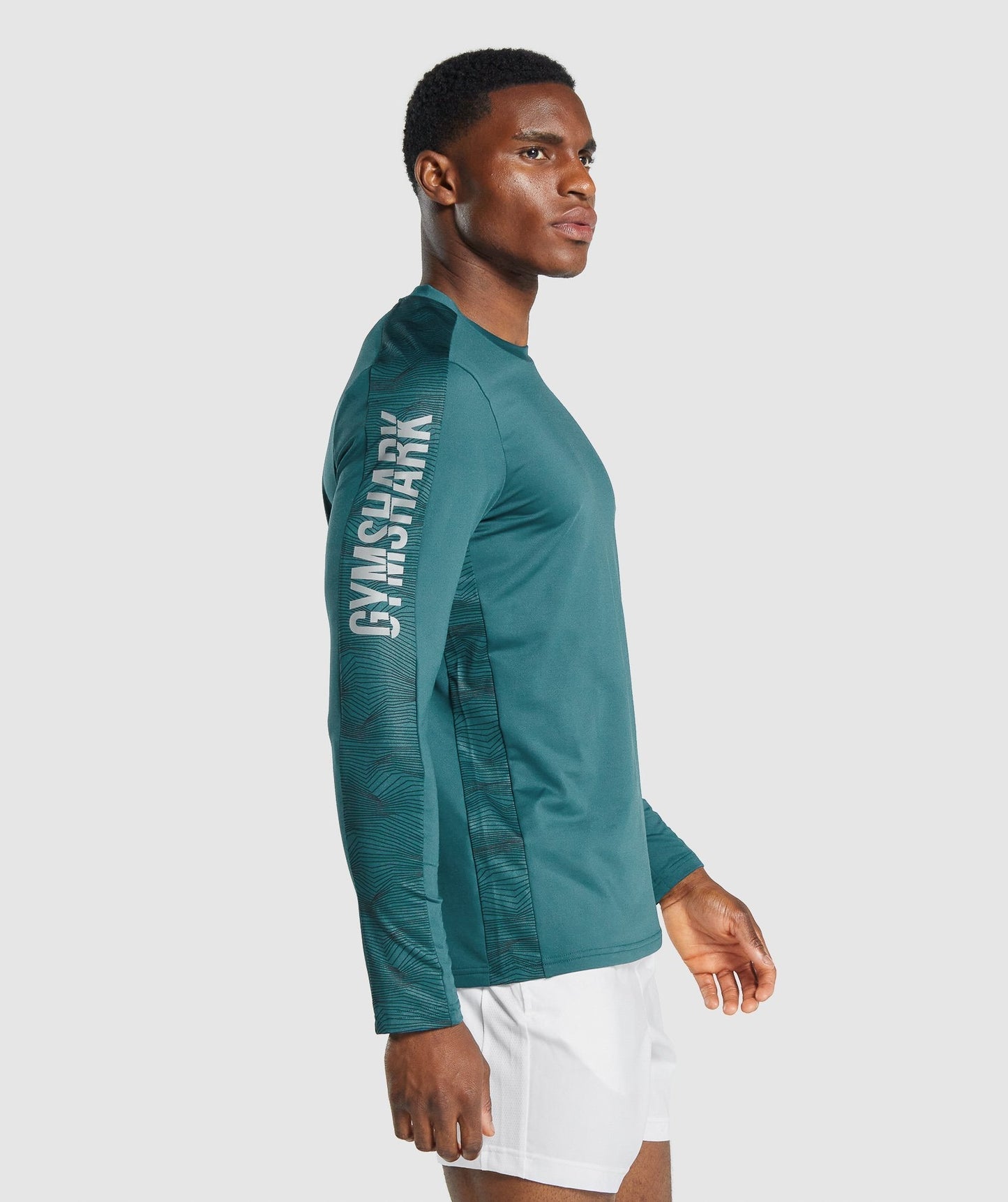 Gymshark Sport Langarm Grafik T -Shirt - blaugrün