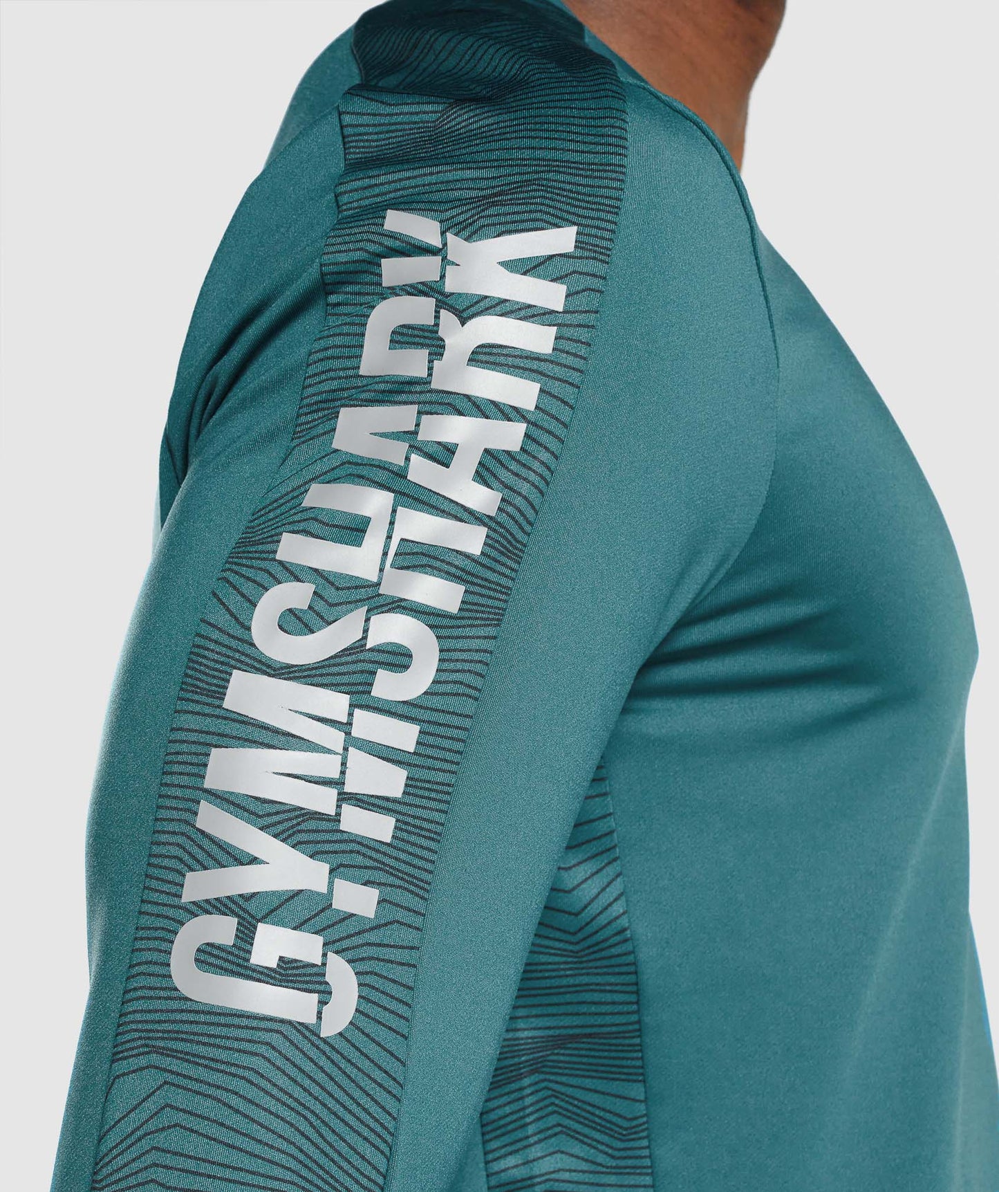 Gymshark Sport Langarm Grafik T -Shirt - blaugrün