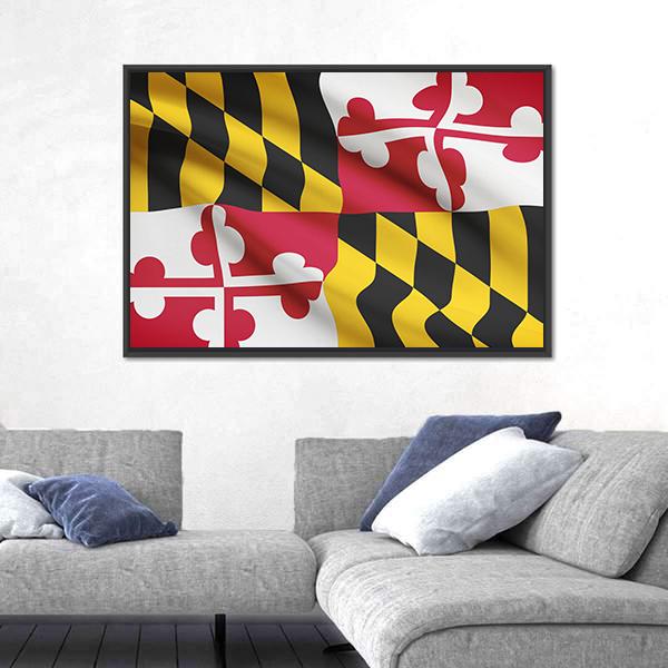 State Of Maryland Flag Canvas Wall Art-3 Horizontal-Gallery Wrap-25" x 16"-Tiaracle