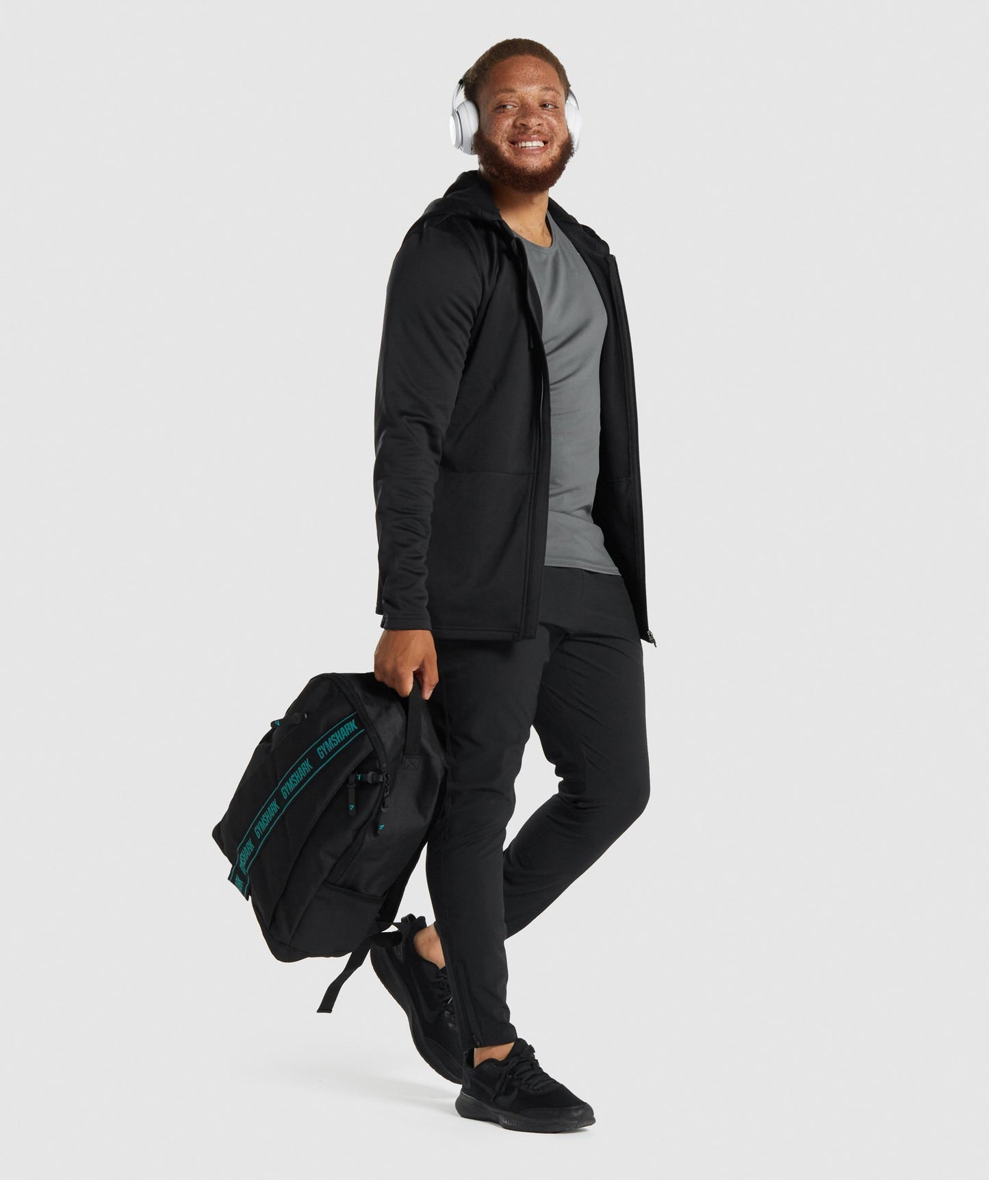 Gymshark aufgeklebten Logo -Rucksack - Schwarz/Blaugrün