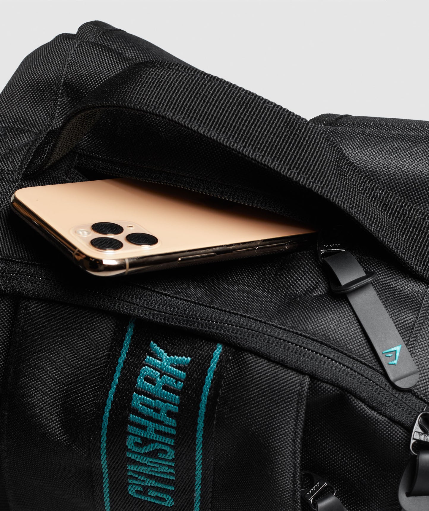 Gymshark aufgeklebten Logo -Rucksack - Schwarz/Blaugrün