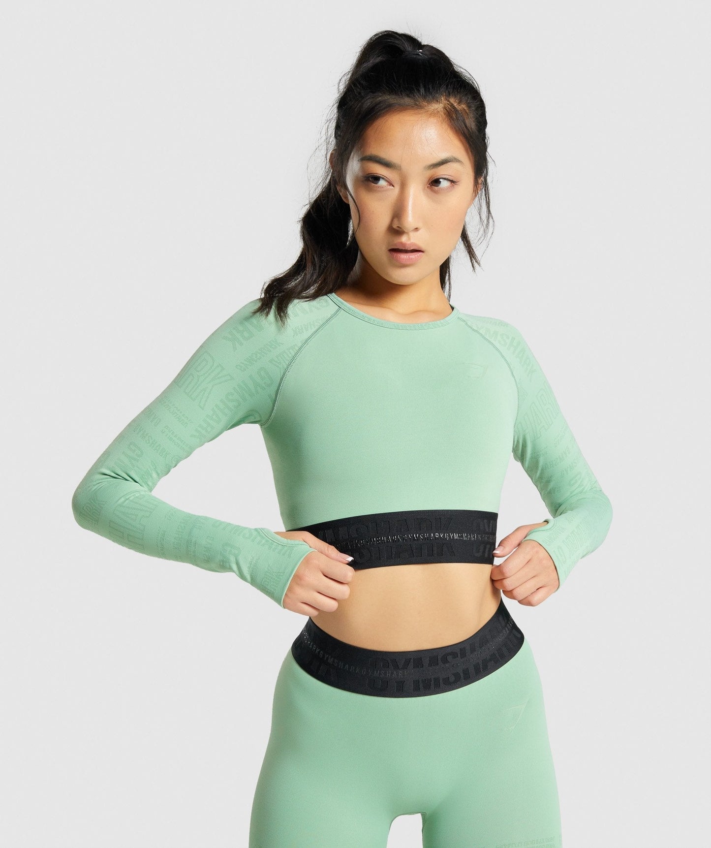 Gymshark Vision Langarm Crop Top - Grün