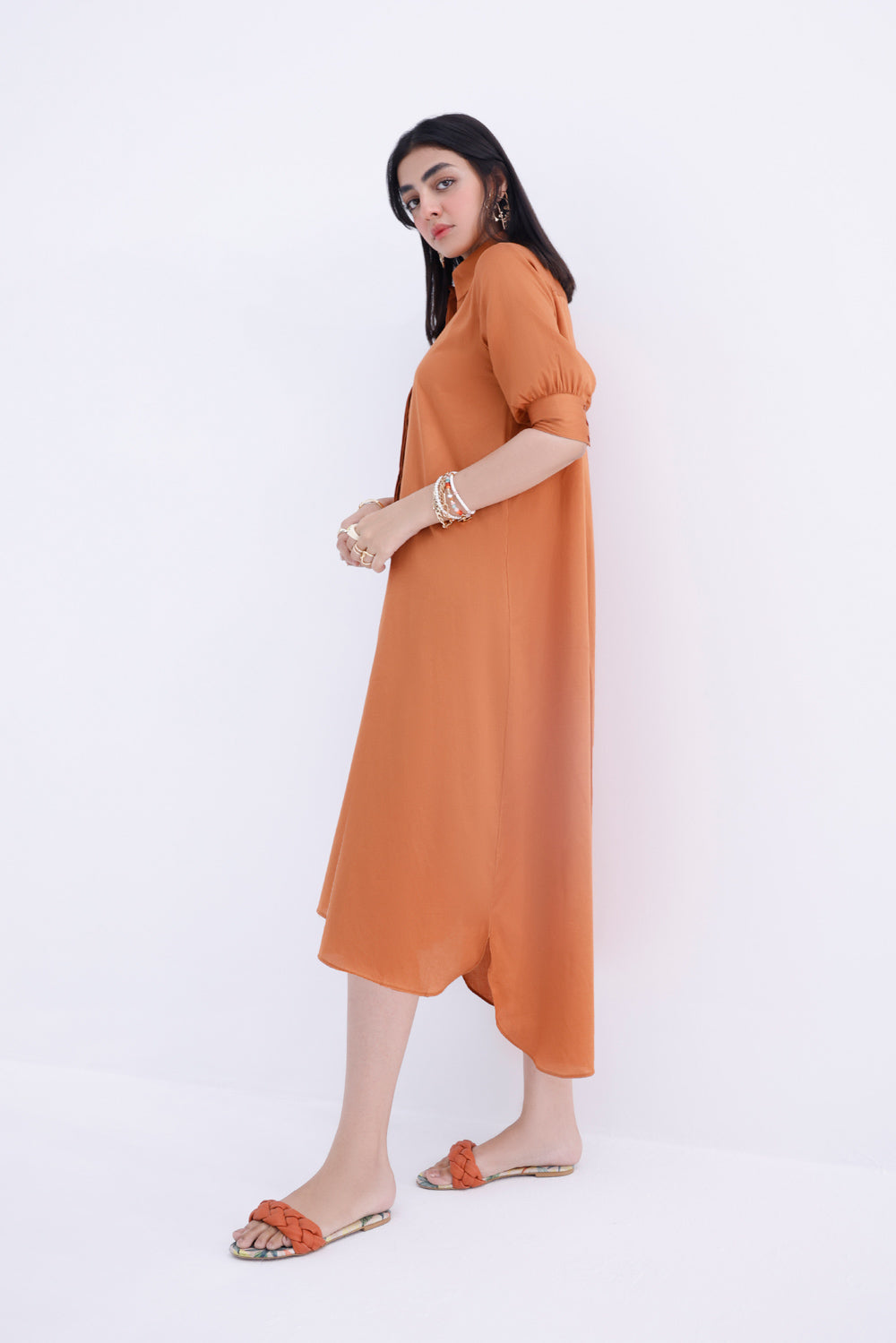 Rust Button Down Dress