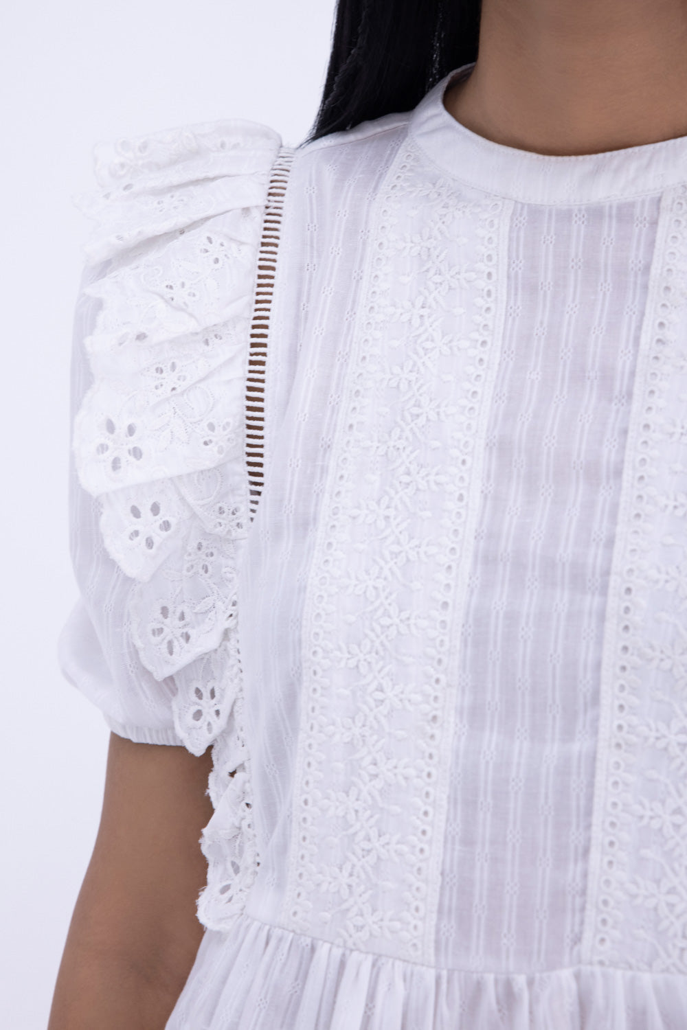 Ruffled Embroidered Top