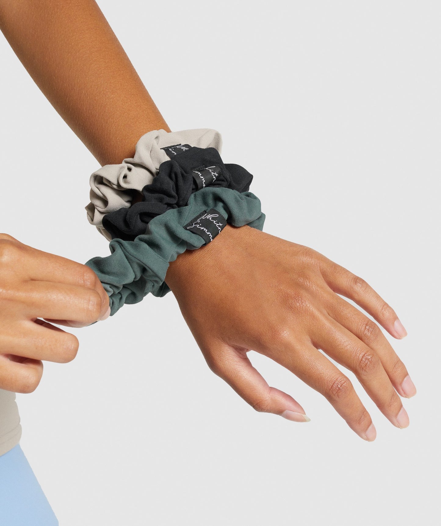Gymshark Whitney Scrunchies 3pk - Eucalyptus/Mink/Black