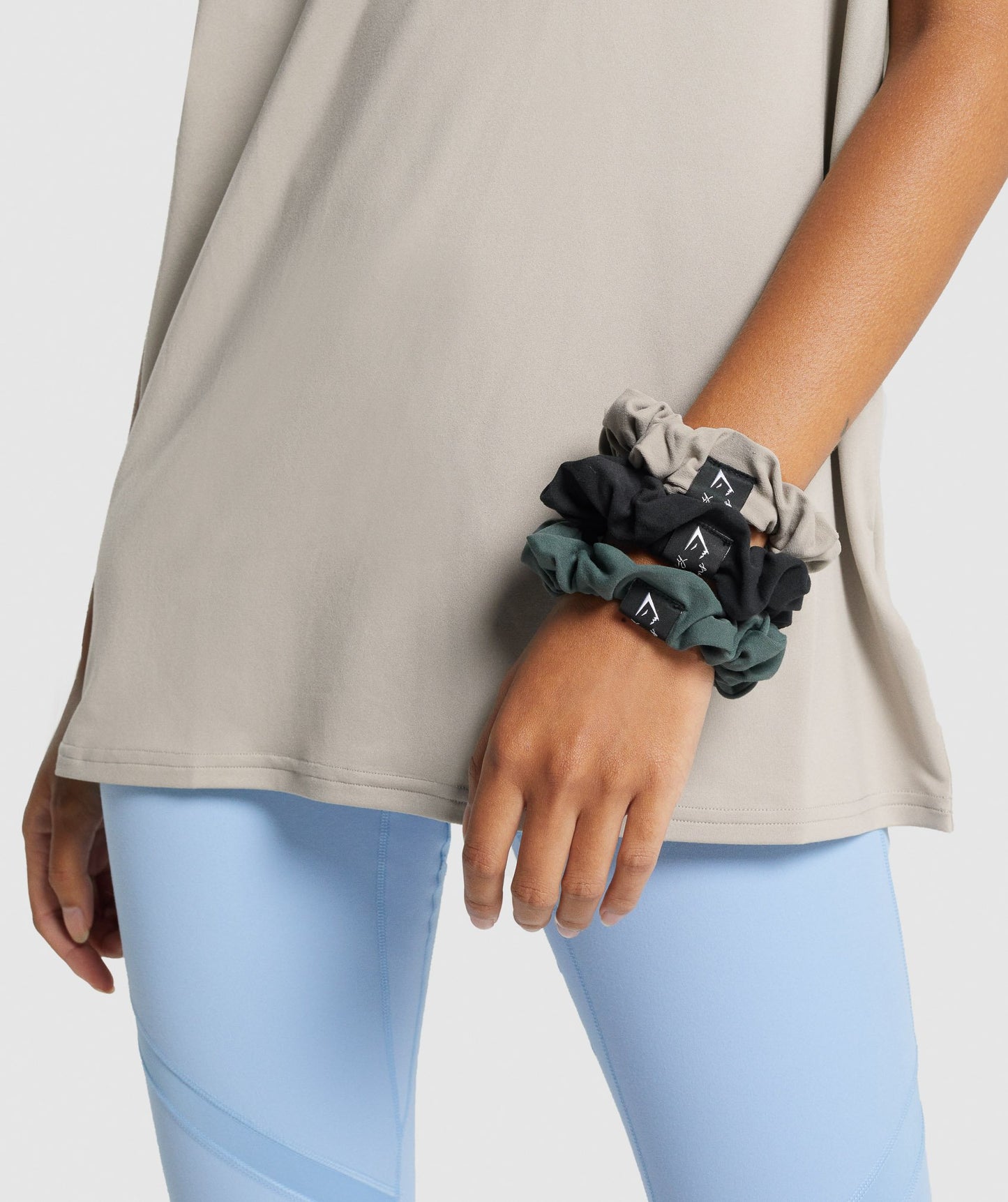 Gymshark Whitney Scrunchies 3pk - Eucalyptus/Mink/Black