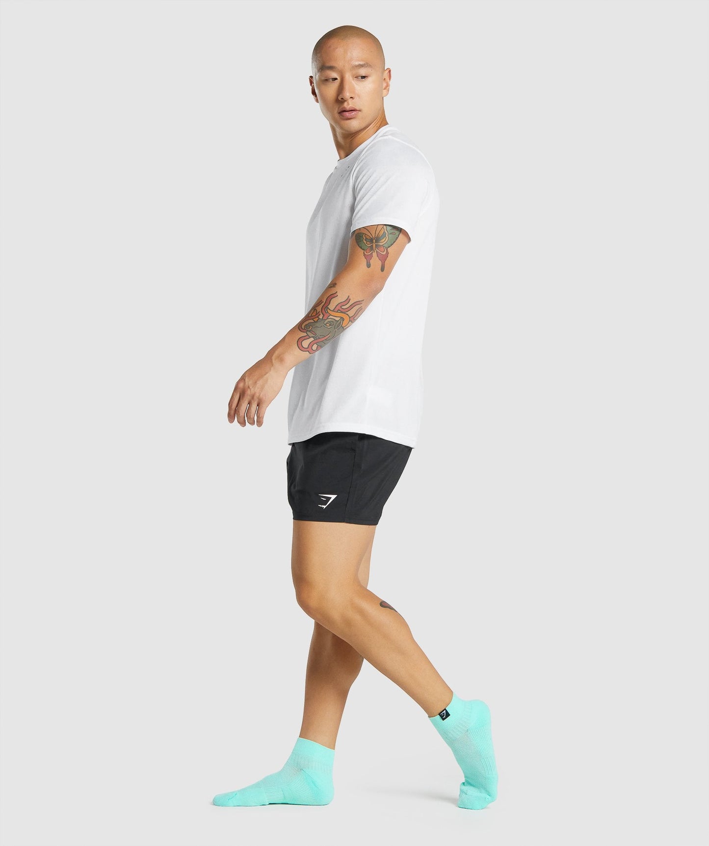 Gymshark gewebte Tab -Quarter -Socken 3pk - Grün/Türkis/Koralle