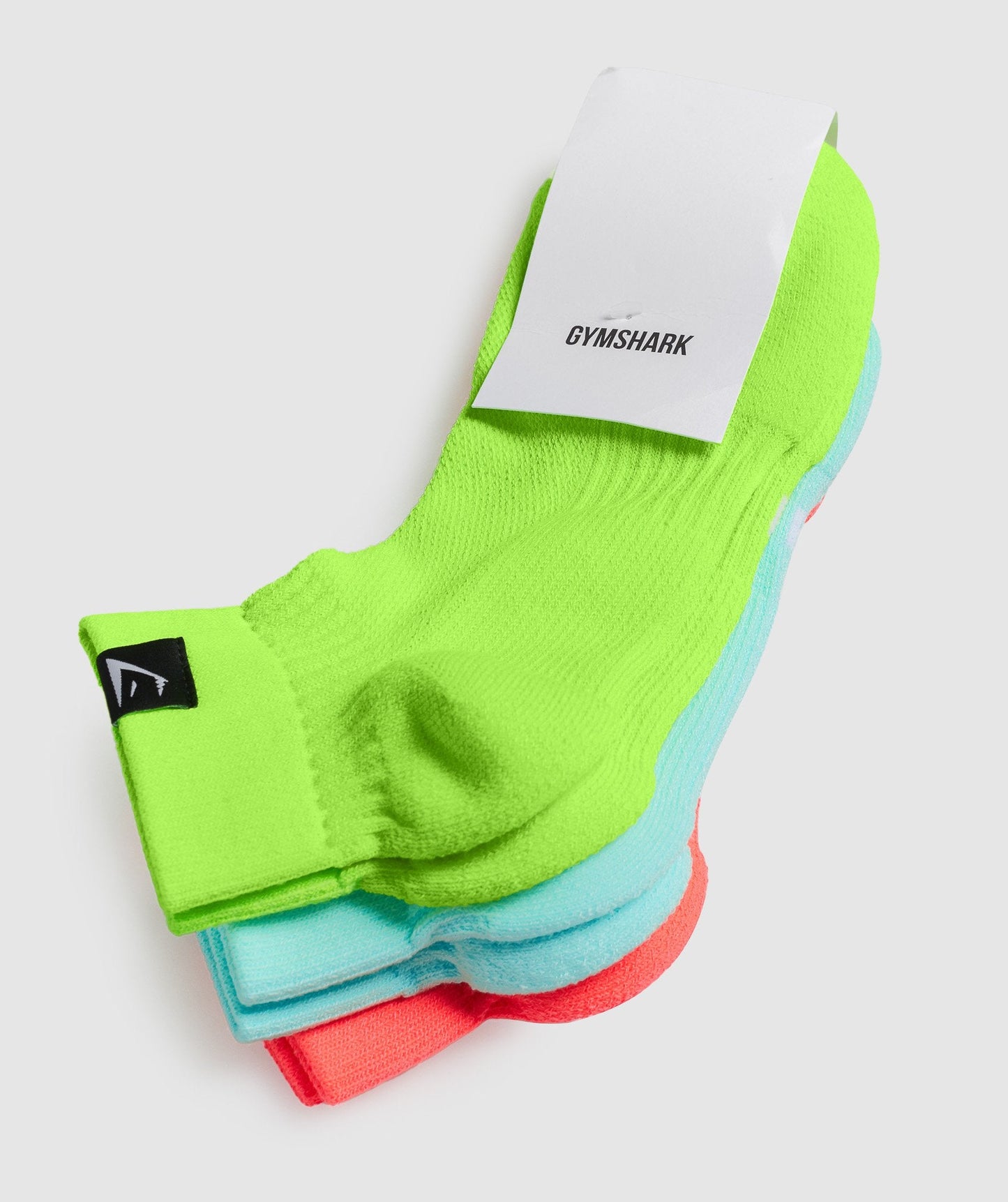 Gymshark gewebte Tab -Quarter -Socken 3pk - Grün/Türkis/Koralle
