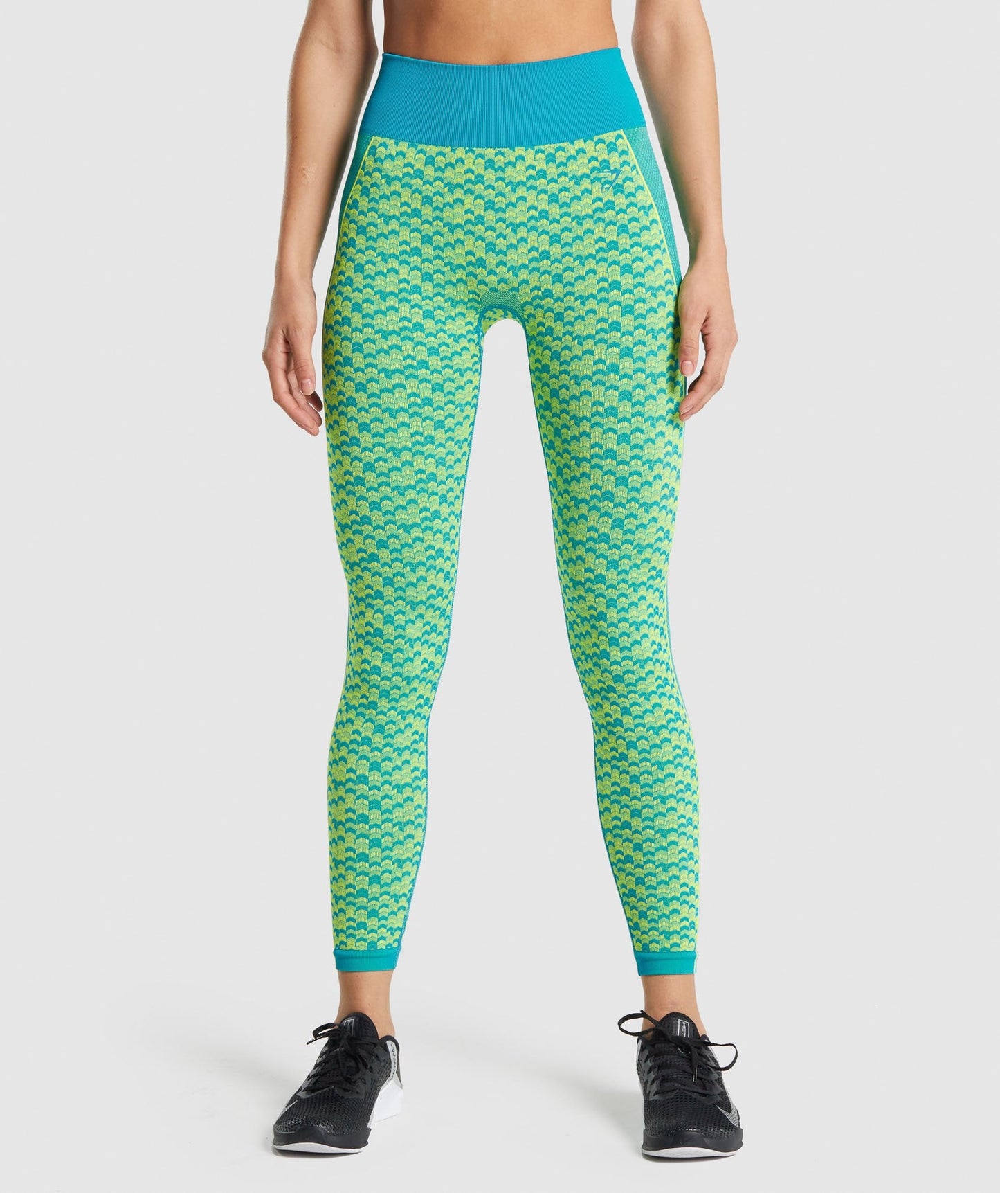 Gymshark WTFLEX nahtlos hohe Taillengänge - Chevron | Blau