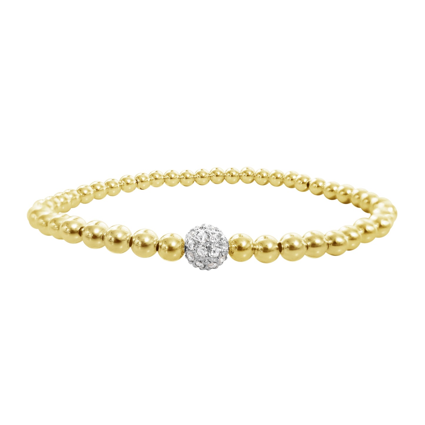 4 mm Perlenarmband mit funkelndem Mittelstein