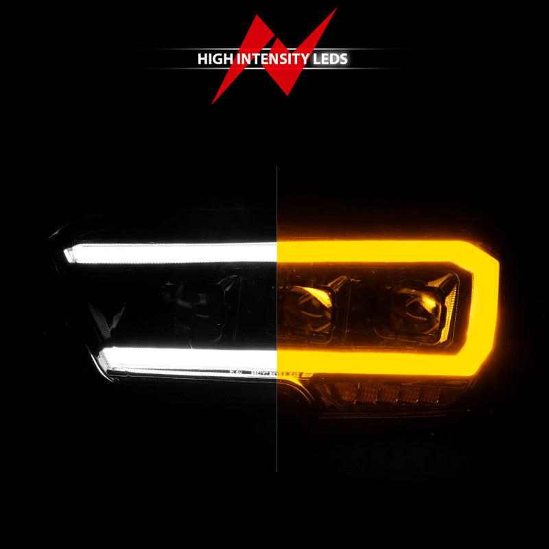 ANZO 16+ Toyota Tacoma LED Projector Headlights w/ Light Bar Sequential Black Housing w/Initiation (anz111563)
