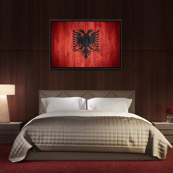 Flag Of Albania Canvas Wall Art-3 Horizontal-Gallery Wrap-25" x 16"-Tiaracle