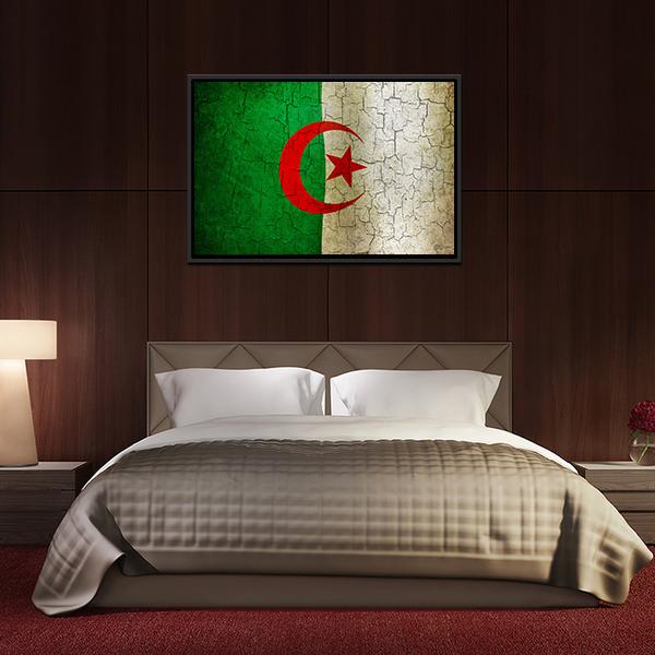 Algerian Flag On Grunge Canvas Wall Art-3 Horizontal-Gallery Wrap-25" x 16"-Tiaracle